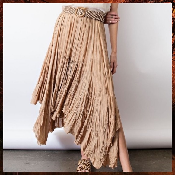 EASEL Crinkled Chiffon Overlay Uneven Hem Midi-Maxi Skirt or Tube Dress Lined - Picture 3 of 14